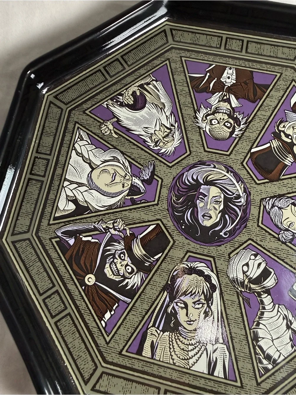 Disney Parks The Haunted Mansion Octagon Trinket Tray NEW Ghosts Leota Bride